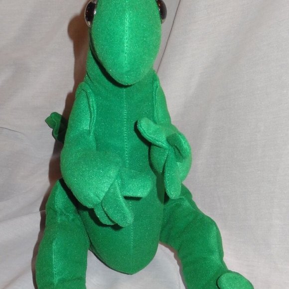 Dinosaur Green Felt Handmade Plush Stuffed Animal - Picture 4 of 8